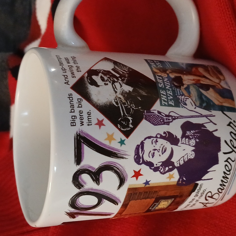 A Banner Year 1937 coffee cup,Highlights Of That Year
